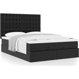 vidaXL - Ottoman - bed - met - matrasx200cm - kunstleer - zwart