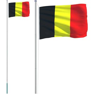 vidaXL Vlag met vlaggenmast België 6,23 m aluminium