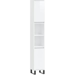 VidaXL-Badkamerkast-30x30x190-cm-bewerkt-hout-hoogglans-wit