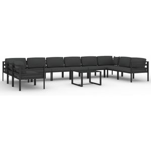 vidaXL 11-delige Loungeset met kussens aluminium antracietkleurig