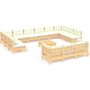 VidaXL-14-delige-Loungeset-met-crèmekleurige-kussens-grenenhout