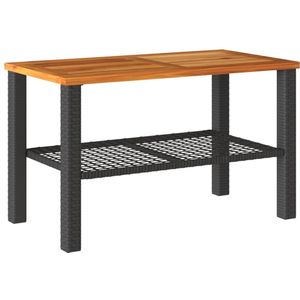 vidaXL Tuintafel 70x38x42 cm poly rattan en acaciahout zwart