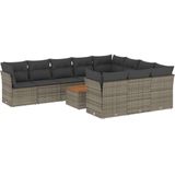 vidaXL - 11-delige - Loungeset - met - kussens - poly - rattan - grijs