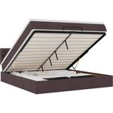 vidaXL - Bed - poef - met - matras - en - LED's - stof - 180x200 - cm - donkerbruin