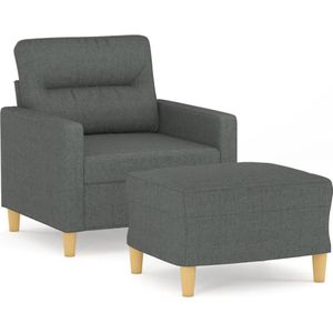 vidaXL-Fauteuil-met-voetenbank-60-cm-stof-donkergrijs