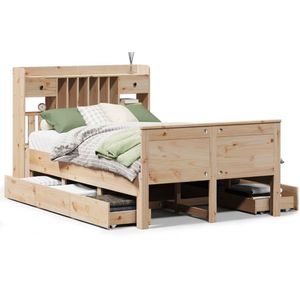 vidaXL Bed met boekenkast zonder matras massief grenenhout 120x190 cm