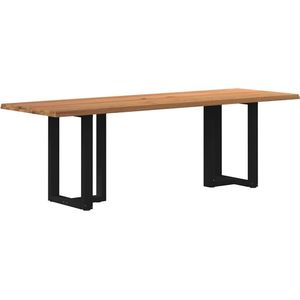 vidaXL - Eettafel - met - natuurlijke - rand - 240x80x74 - cm - massief - eikenhout