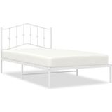 vidaXL Bedframe met hoofdbord metaal wit 107x203 cm