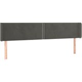 vidaXL Hoofdbord met randen 183x16x78/88 cm fluweel donkergrijs
