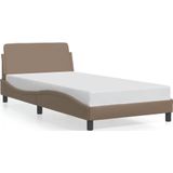 vidaXL Bedframe met hoofdbord kunstleer cappuccinokleurig 100x200 cm