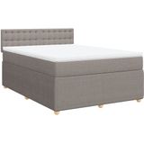 vidaXL Boxspring met matras stof taupe 160x200 cm