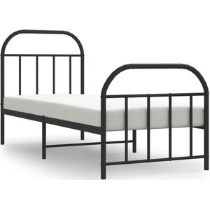 vidaXL-Bedframe-met-hoofd--en-voeteneinde-metaal-zwart-75x190-cm