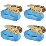 vidaXL Spanbanden 0,8 ton 6mx25mm blauw 4 st