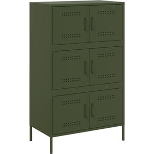 vidaXL Hoge kast 68x39x113 cm staal olijfgroen