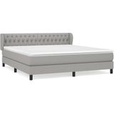 vidaXL Boxspring met matras stof lichtgrijs 180x200 cm