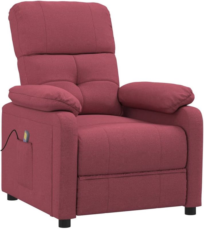 vidaXL Massagestoel stof wijnrood