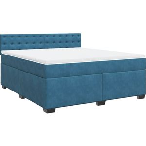 vidaXL Boxspring met matras fluweel blauw 180x200 cm