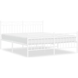 vidaXL-Bedframe-met-hoofd--en-voeteneinde-metaal-wit-160x200-cm