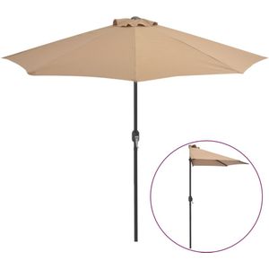 vidaXL Balkonparasol half met aluminium paal 270x144 cm taupe