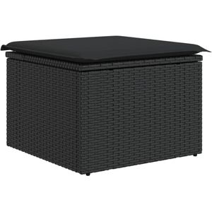 vidaXL Tuinkruk met kussen 55x55x37 cm poly rattan zwart