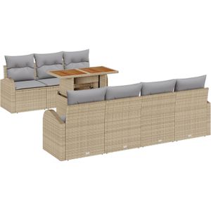 vidaXL 8-Piece Tuin Sofa Set met Kussens Beige Poly Rattan