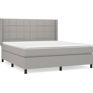 vidaXL Boxspring met matras stof lichtgrijs 160x200 cm