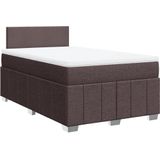 vidaXL Boxspring met matras stof donkerbruin 120x200 cm