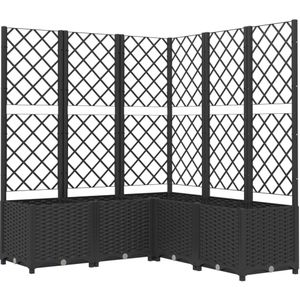 vidaXL Plantenbak met latwerk 120x120x136 cm polypropeen zwart