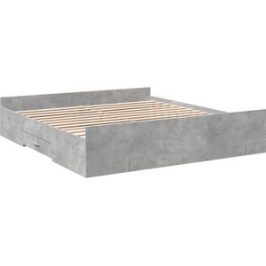 vidaXL Bedframe met lades bewerkt hout betongrijs 200x200 cm