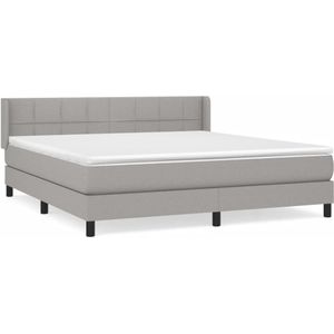 vidaXL Boxspring met matras stof lichtgrijs 160x200 cm