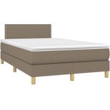 vidaXL Boxspring met matras stof taupe 120x190 cm