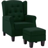 vidaXL Fauteuil met voetenbankje stof donkergroen