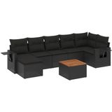 vidaXL - 8-delige - Loungeset - met - kussens - poly - rattan - zwart
