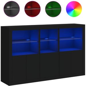 vidaXL Dressoir met LED-verlichting 162x37x100 cm zwart