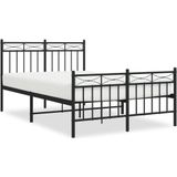 vidaXL Bedframe met hoofd- en voeteneinde metaal zwart 120x200 cm