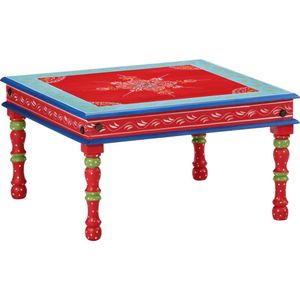 VidaXL Handbeschilderde Salontafel Massief Mangohout Rood