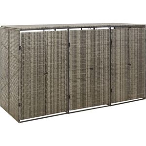 vidaXL Containerberging driedubbel 207x80x117 cm poly rattan grijs