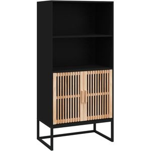 vidaXL Hoge kast 60x35x125 cm bewerkt hout zwart