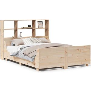 vidaXL Bed met boekenkast zonder matras massief hout 120x190 cm