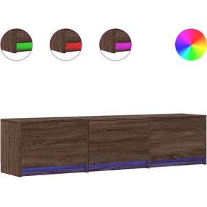 vidaXL Tv-meubel met LED 165x34x40 cm bewerkt hout bruin eikenkleurig