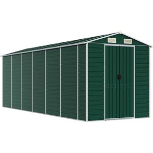 vidaXL Tuinschuur 191x555x198 cm gegalvaniseerd staal groen