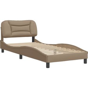 vidaXL Bedframe met hoofdbord kunstleer cappuccinokleurig 90x200 cm