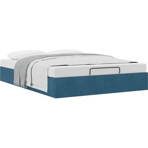 vidaXL Ottoman bedframe zonder matras 140x190 cm fluweel donkerblauw