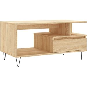 vidaXL Salontafel 90x49x45 cm bewerkt hout sonoma eikenkleurig