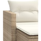 vidaXL - Tuinbank - 2-zits - met - voetenbanken - poly - rattan - beige