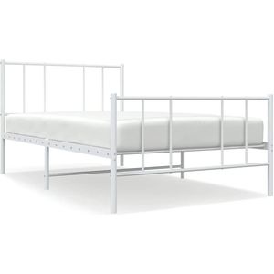vidaXL Bedframe met hoofd- en voeteneinde metaal wit 100x200 cm
