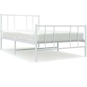 vidaXL Bedframe met hoofd- en voeteneinde metaal wit 100x200 cm