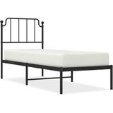 vidaXL Bedframe met hoofdbord metaal zwart 75x190 cm