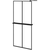 vidaXL Inloopdouchewand met schap 90x195 cm ESG-glas aluminium zwart