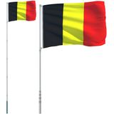 vidaXL Vlag met vlaggenmast België 5,55 m aluminium